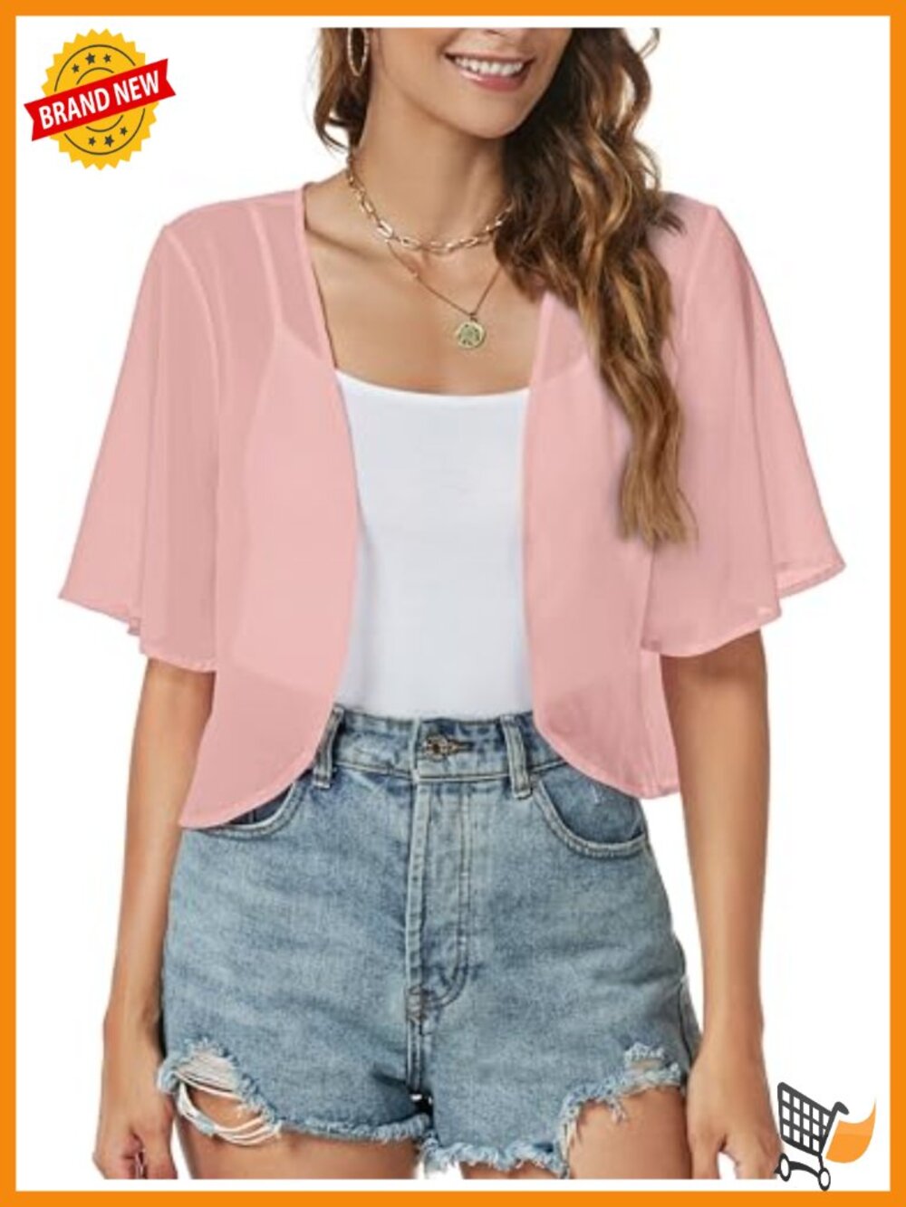 Women Chiffon Cardigan Open Front Short Sleeve Bolero Sheer Dressy Shrug